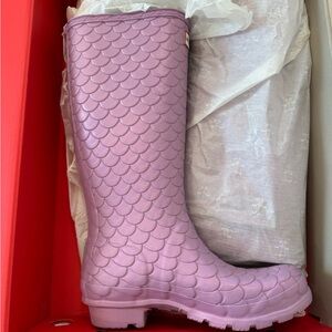 Hunter Lavender Scale Pattern Rain Boots